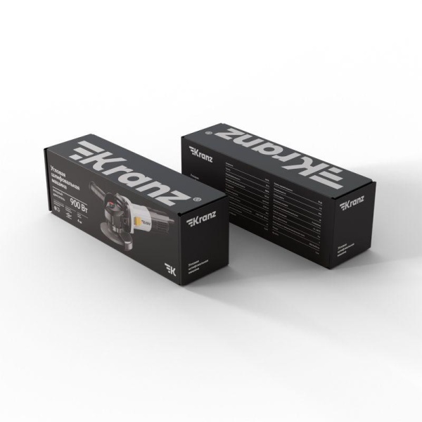 Машина шлифовальная угловая (УШМ болгарка) 125мм 900Вт в кейсе Kranz KR-PT-212