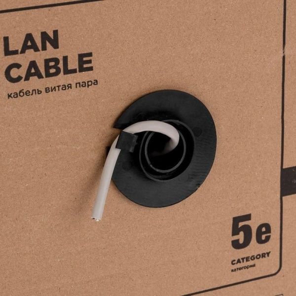 Кабель витая пара U/UTP кат.5E 4х2х0.52 4PR 24AWG PVC нг(А)-LS INDOOR SOLID сер. РФ (305м) Rexant 01-0041-R