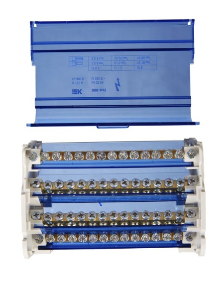 Шина на DIN-рейку в корпусе (кросс-модуль) ШНК 4х15 3L+PEN IEK YND10-4-15-125