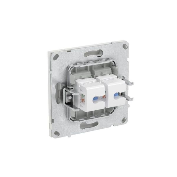 Розетка компьютерная 2-м KANT RJ45 кат.6A без шторки бел. песок DKC 7010674