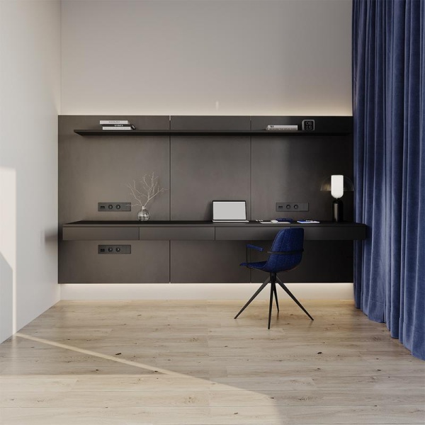 Розетка 1-м СП S70 16А с заземл. защ. шторки механизм графит Voltum VLS040207