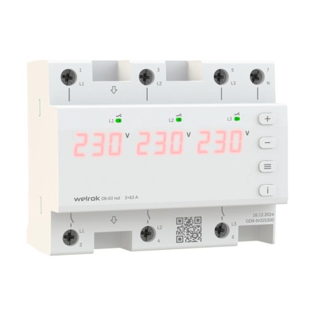 Реле напряжения D6-63 red Welrok 4660251140410