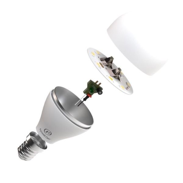 Лампа светодиодная RS LED G45 E14 6W 220-240V 6Вт шар матовая 2700К тепл. бел. E14 600лм 220-240В Ra90 Русский Свет 15010445050