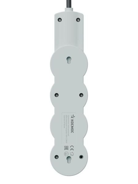 Удлинитель 3х5м с заземл. 10А IP20 USB 2800Вт 220В ПВС 3х1 с выкл. черн. КОСМОС YKsm5m3g-Z-VU10А-B