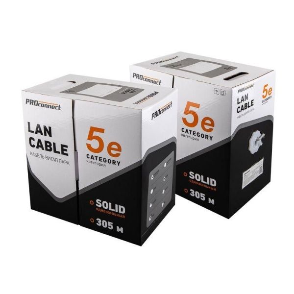 Кабель витая пара F/UTP кат.5e 4х2х24AWG solid CCA PVC INDOOR омедненный сер. (м) PROCONNECT 01-0142-3
