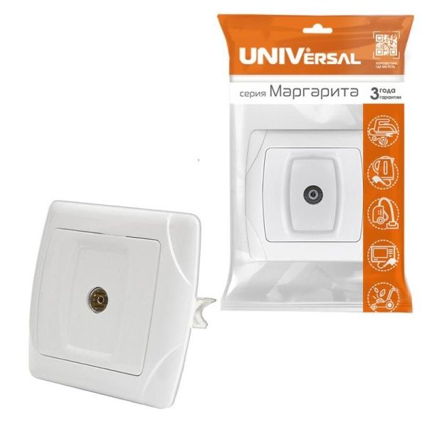 Розетка телевизионная TV 1-м СП Маргарита бел. UNIVersal М0027