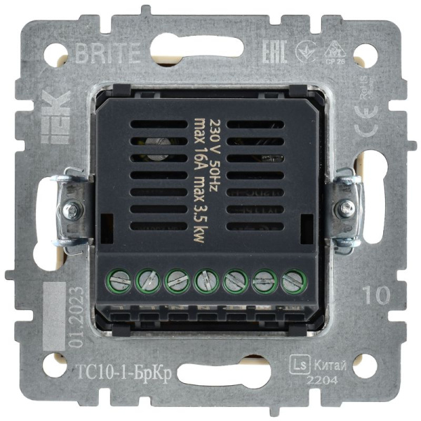 Термостат электронный с индик. BRITE СП IP20 ТС10-1-БрКр механизм беж. IEK BR-RT11-K10