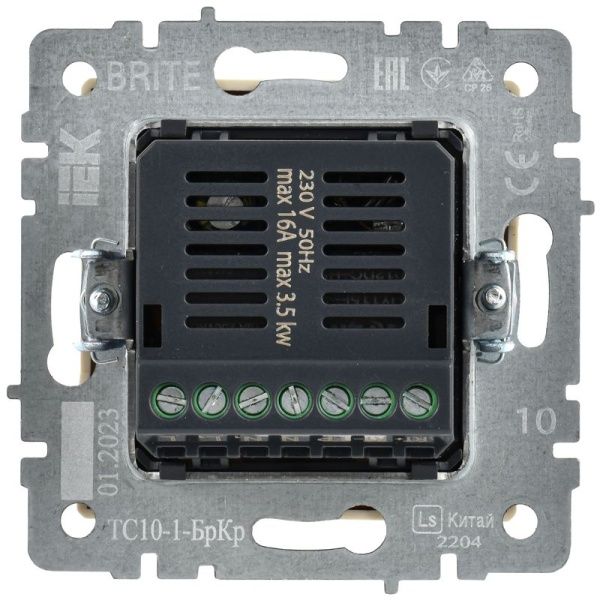 Термостат электронный с индик. BRITE СП IP20 ТС10-1-БрКр механизм беж. IEK BR-RT11-K10