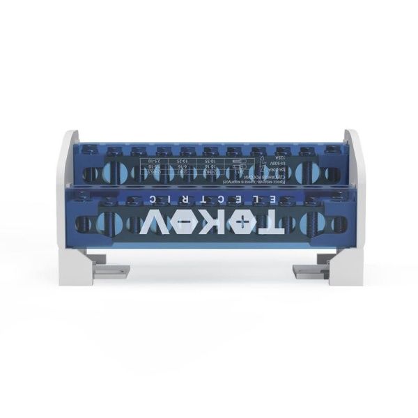 Шина на DIN-рейку в корпусе (кросс-модуль) 2 группы по 11 отверстий 125А TOKOV ELECTRIC TKE-DBTB-125-2-11/L+PEN