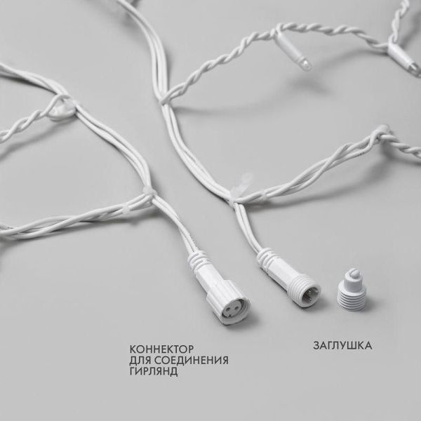 Гирлянда светодиодная "Айсикл" (бахрома) 4х0.6м 128LED тепл. бел. 10Вт 230В IP67 провод каучук бел. (нужен шнур питания 315-001) Neon-Night 255-206