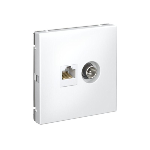 Розетка компьютерная + телевизионная 2-м СП ArtGallery RJ45 кат.5E + TV механизм бел. SE GAL000189