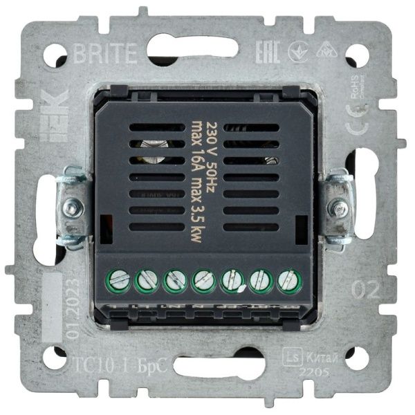 Термостат электронный с индик. BRITE СП IP20 ТС10-1-БрС механизм сталь IEK BR-RT11-K46