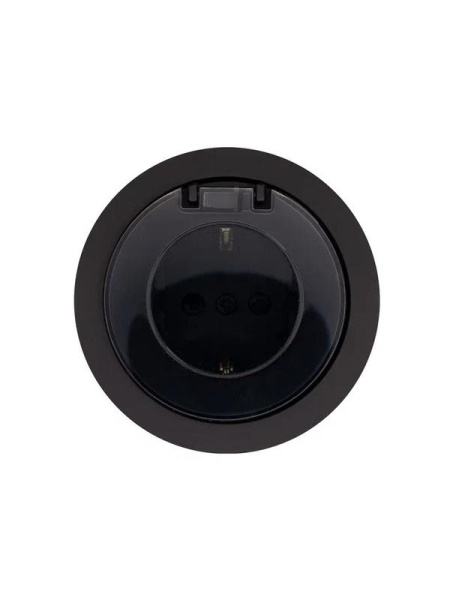 Розетка 1-м СП OSEN с заземл. с крышкой ПБТ механизм черн. бархат LEZARD 743-4288-123B