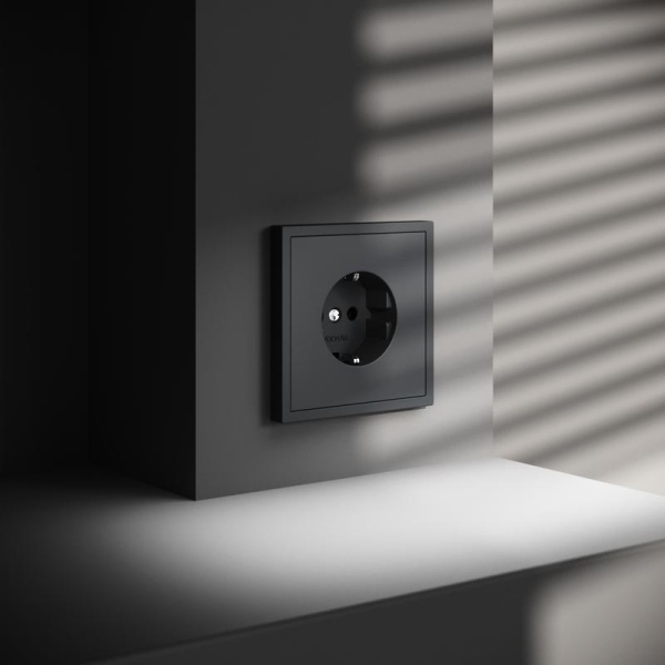 Розетка 1-м СП S70 16А с заземл. механизм графит Voltum VLS040107