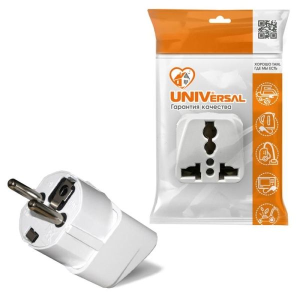 Переходник универсальный заземл. бел. 16А 250В UNIversal 1186