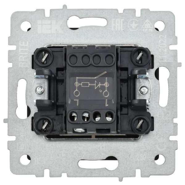Выключатель 1-кл. СП BRITE ВС10-1-1-БрГ 10А с индик. механизм графит IEK BR-V10-1-10-K53