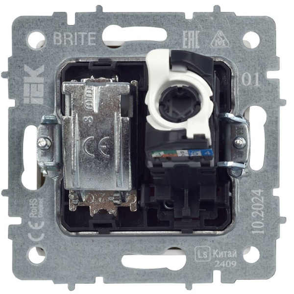 Розетка компьютерная + телевизионная 2-м Brite РТВ/РК12-БрЧ RJ45 кат.5E + TV механизм черн. IEK BR-AK20-1-K02