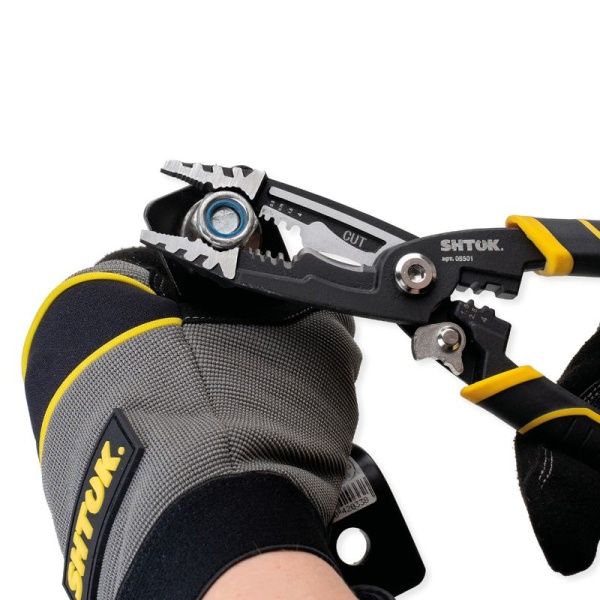 Клещи электромонтажные многофункциональные 6-в-1 гладкие губки 220мм (08501) SHTOK 376309