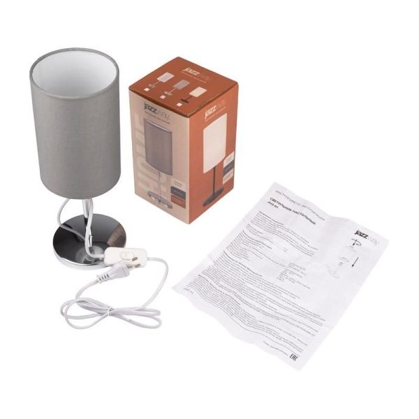 Светильник настольный JH3-01-gy E14 IP20 110х110х310мм метал.; ткань; PVC-пластик сер. JazzWay 5062368