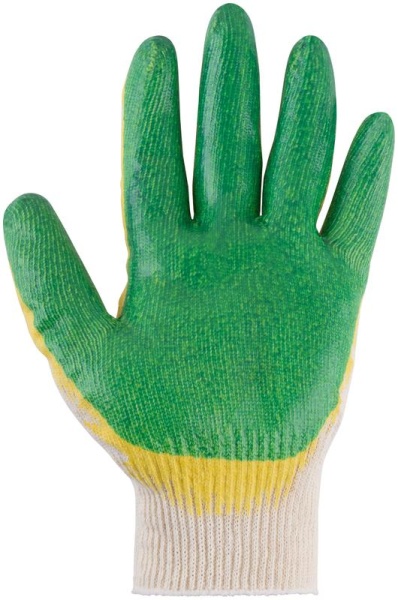 Перчатки вязаные с двойной латексной заливкой наладонника х/б 12469