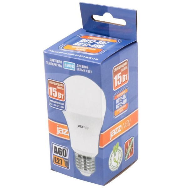 Лампа светодиодная низковольтная PLED-A60 MO 15Вт 6500К холод. бел. E27 12-48В AC/DC Pro JazzWay 5050594