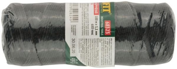 Нить крученая на катушке 1.1ммх100м 680 текс р/н=35кгс черн. FIT 68323