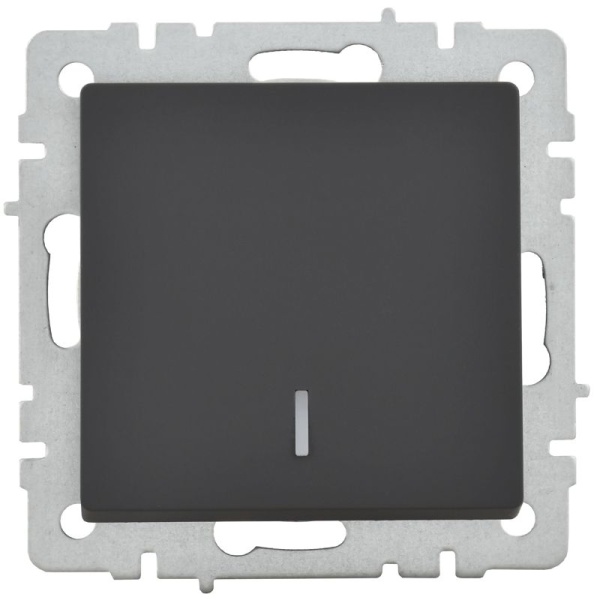 Выключатель 1-кл. СП BRITE ВС10-1-1-БрГ 10А с индик. механизм графит IEK BR-V10-1-10-K53