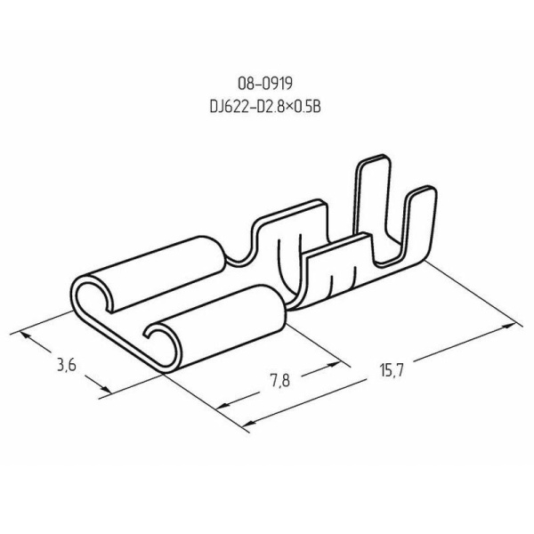 Клемма плоская (гнездо-3.6мм) 1-1.5кв.мм (DJ622-D2.8х0.5B) Rexant 08-0919