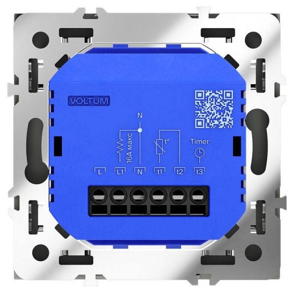 Терморегулятор электронный S70 с индикацией и датчиком для теплого пола механизм графит Voltum VLS070107