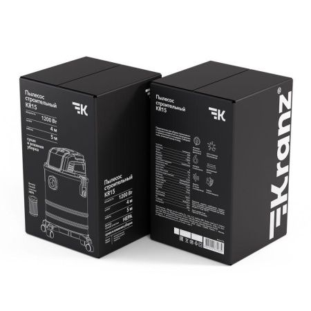 Пылесос строительный KR15 1200Вт 15л 4м Kranz KR-16-1115