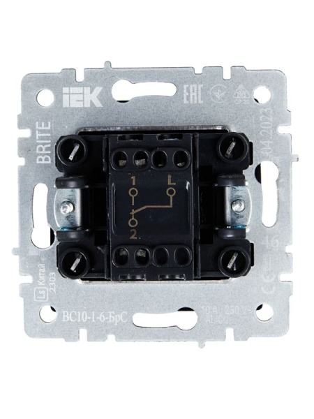 Выключатель проходной 1-кл. СП BRITE ВС10-1-6-БрС 10А механизм сталь IEK BR-V12-0-10-K46