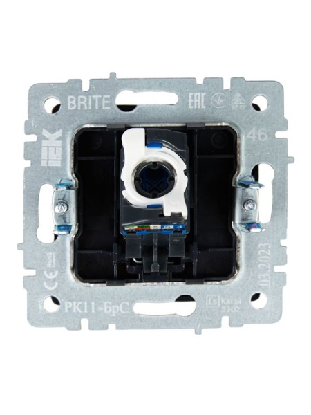 Розетка компьютерная СП RJ45 кат.6 BRITE РК11-БрС механизм сталь IEK BR-K10-2-K46