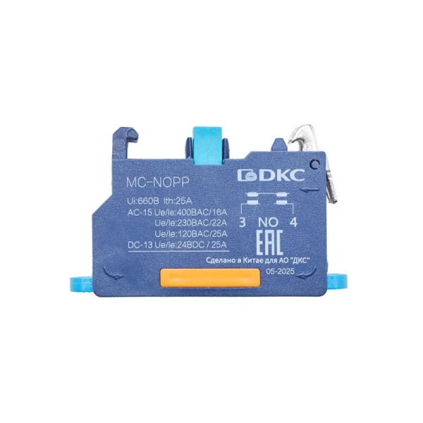 Блок контактный с клеммным безвинтовым зажимом нормально-открытый DKC MC-NOPP