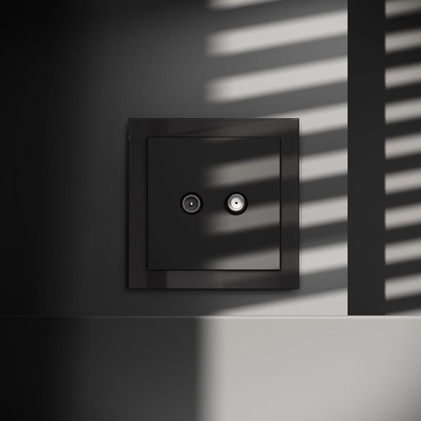 Розетка телевизионная оконечная TV + SAT 2-м СП S70 механизм черн. матов. Voltum VLS060408