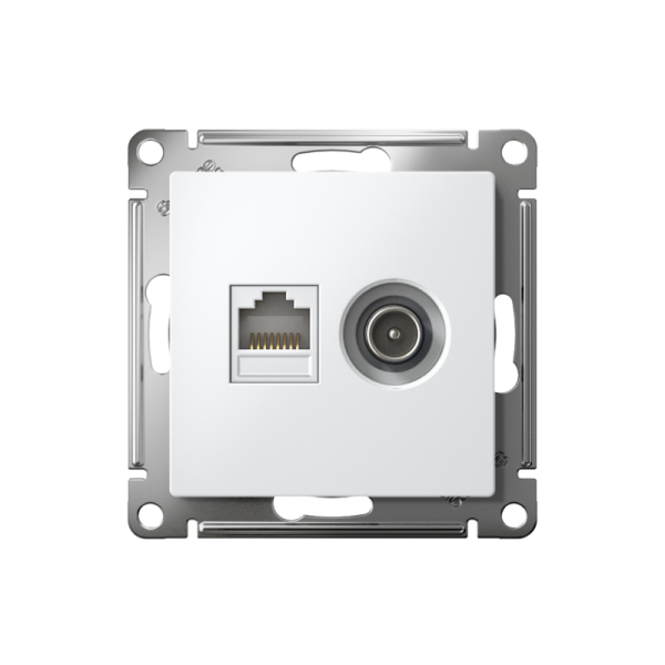 Розетка компьютерная + телевизионная 2-м СП AtlasDesign RJ45 кат.5E + TV механизм бел. SE ATN000189