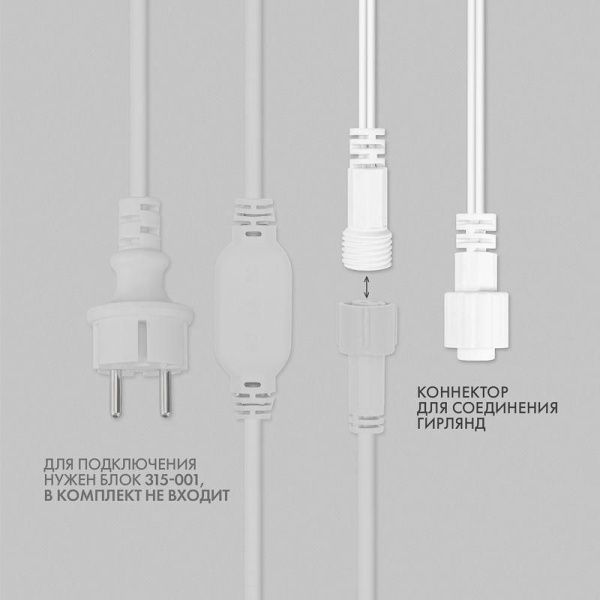 Гирлянда светодиодная "Айсикл" (бахрома) 4х0.6м 128LED тепл. бел. 10Вт 230В IP67 эффект мерцания провод каучук бел. (нужен шнур питания 315-001) Neon-Night 255-356