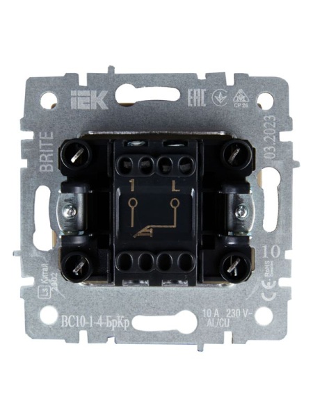 Выключатель 1-кл. СП BRITE ВС10-1-4-БрКр 10А самовозвратн. механизм беж. IEK BR-V14-0-10-K10