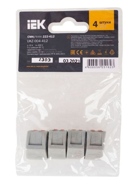 Клемма строительно-монтажная СМК 222-412 (уп.4шт) IEK UKZ-004-412