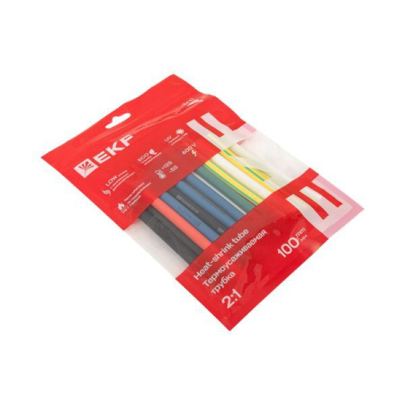 Набор трубок термоусадочных ТУТ нг тонкостен. 6/3 (7 цветов по 3шт 100мм) EKF tut-n-6
