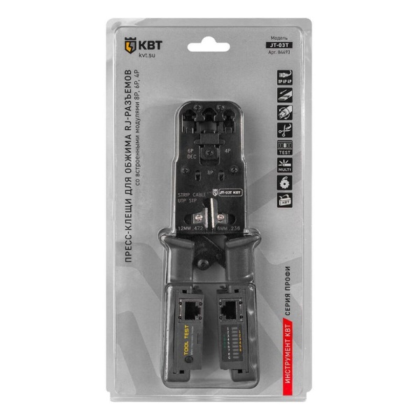 Пресс-клещи для RJ-разъемов с тестером JT-03T КВТ 84493