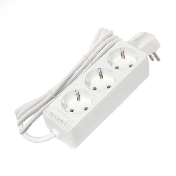 Удлинитель 3х3м с заземл. 16А IP20 3.5кВт ПВС 3х1 бел. DOMTOK 2391