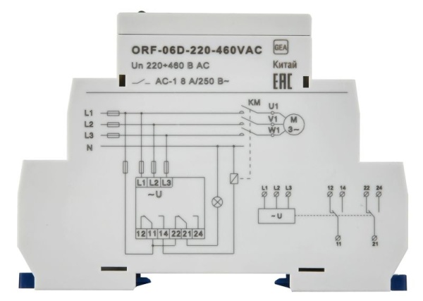 Реле фаз ORF-06D 3ф 2 конт. 220-460В AC ONI ORF-06D-220-460VAC