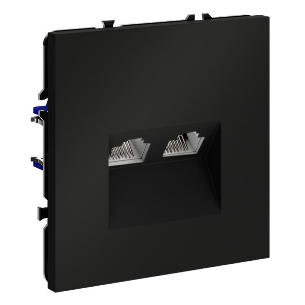 Розетка компьютерная 2-м СП S70 RJ45 + RJ45 кат.6 механизм черн. матов. Voltum VLS060208