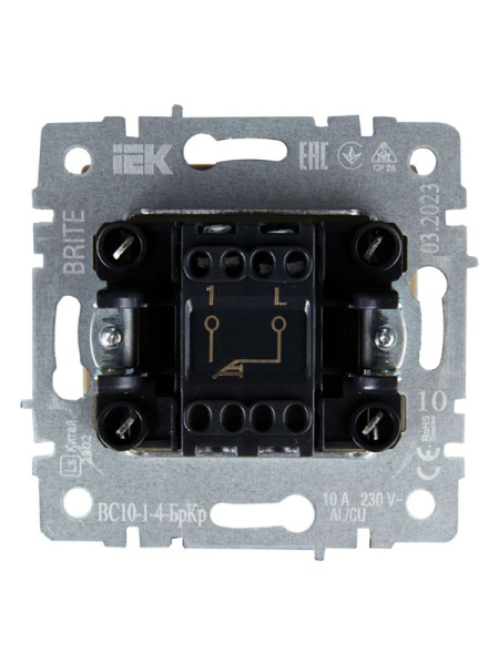 Выключатель 1-кл. СП BRITE ВС10-1-4-БрКр 10А самовозвратн. механизм беж. IEK BR-V14-0-10-K10
