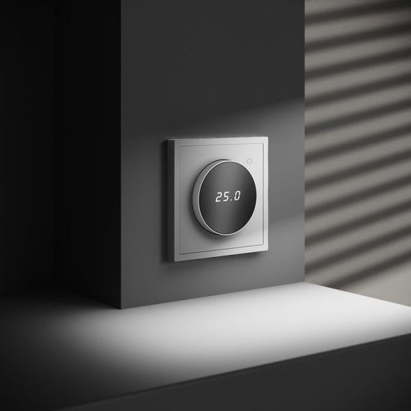 Терморегулятор электронный S70 с индикацией и датчиком для теплого пола механизм бел. матов. Voltum VLS070102