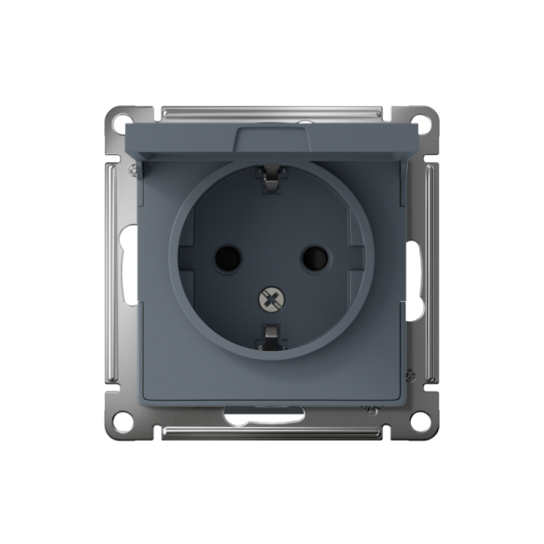 Розетка 1-м СП AtlasDesign 16А IP20 с заземл. защ. шторки с крышкой механизм грифель SE ATN000746