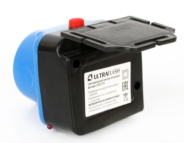 Фонарь аккумуляторный налобный LED5375 LED 0.4Вт 2 режима 220В пластик. голуб. (бокс) Ultraflash 14252