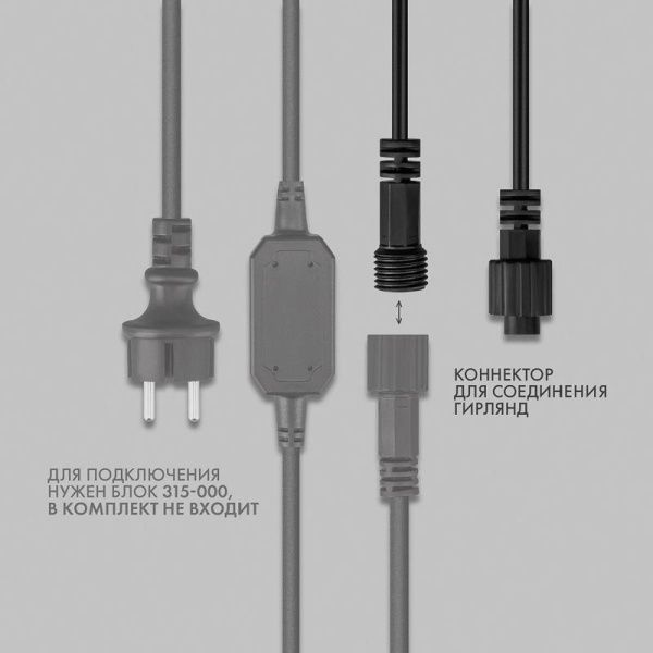 Гирлянда светодиодная "Айсикл" (бахрома) 4х0.6м 128LED бел. 10Вт 230В IP67 провод каучук черн. Neon-Night 255-225