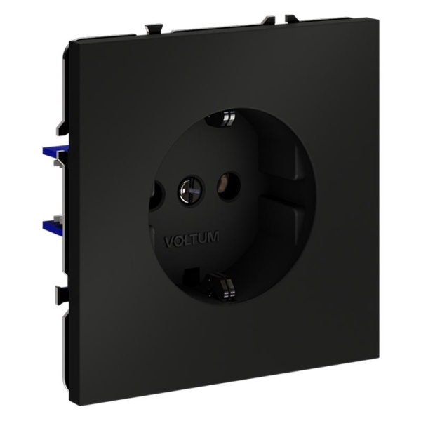 Розетка 1-м СП S70 16А с заземл. механизм черн. матов. Voltum VLS040108