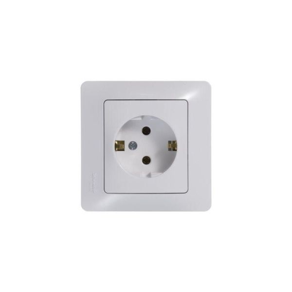 Розетка 1-м СП Glossa 16А IP20 с заземл. механизм бел. SE GSL000143